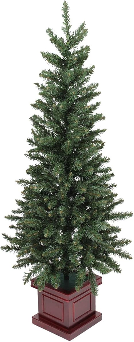 Amazon クリスマスツリー スリム ポット付 スリムツリー 150cm 木製ポットヌードツリー クリスマスツリー おもちゃ