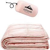 zzlamb Camping Blanket, Compact Lightweight Soft Puffy Blanket Water-Repellent, Packable Warm Quilt Down Alternative Picnic Hiking Backpacking Beach Travel RV Airplane Couch Car