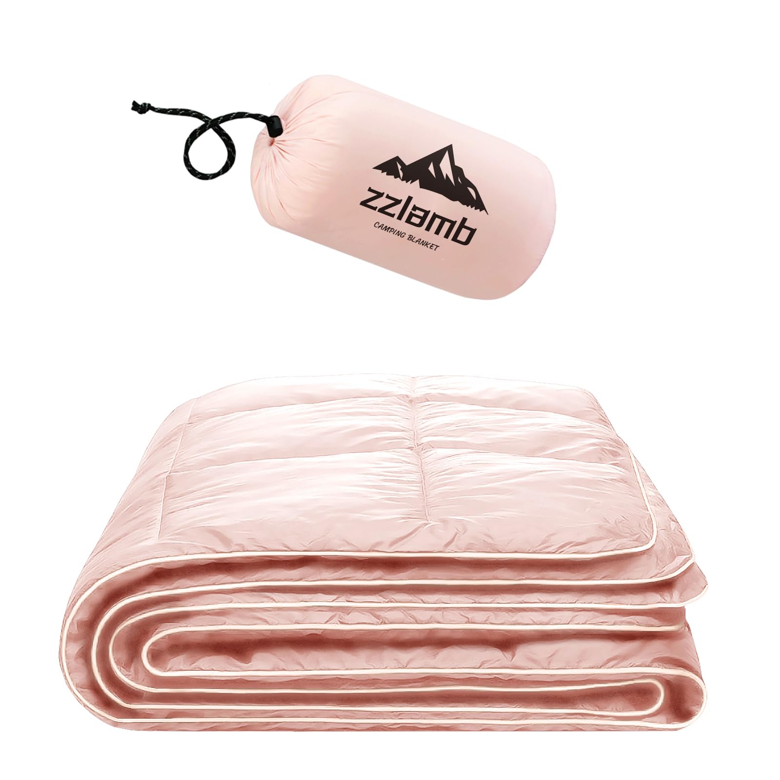 Photo 1 of zzlamb Cherry Pink Basic Water-Repellent Down Alternative Camping Blanket for Adults, Compact Lightweight Soft Puffy Blanket, Warm Quilt Couch Car Travel RV Picnic Hiking Backpacking Beach, 52''x75''