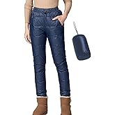 Flygo Womens Snow Pants Packable Winter Waterproof Windproof Outdoor Ultralight Warm Down Ski Pants Trousers