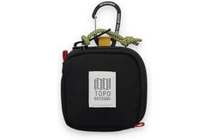 Topo Designs Taco + Square Bags, Small Clip Accessory Bag for Headphones, Keys, Cards and Cash, Aluminum Key Clip, Foam Padding (Square/Black)