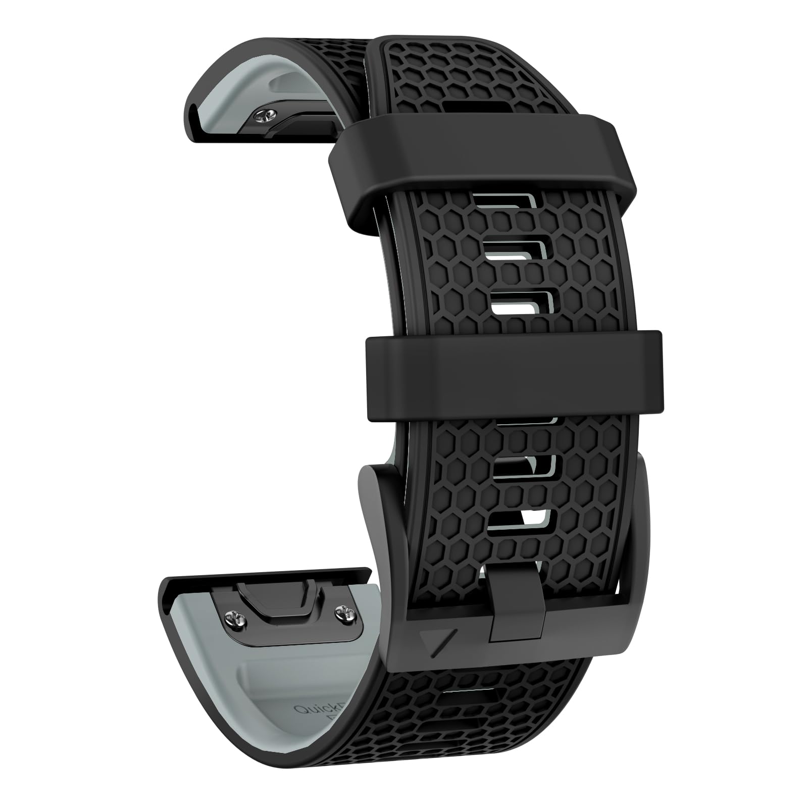 MYSNBKN 22mm Quick Fit Strap for Garmin Fenix 7/Fenix 6/Fenix 5/EPIX 2, Soft Silicone Replacement Band for Garmin Forerunner 935/945/955/754/Approach S60/S62, Black and grey