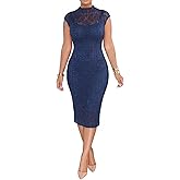 Fastkoala Women Sexy 2 Piece Lace Dress Set Short Sleeve Bodycon Midi Dress See Through Mesh Club Night Dresses