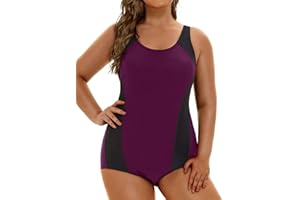 Aqua Eve Plus Size Swimsuits Athletic One Piece Bathing Suit for Women Tummy Control Slimming Swimwear