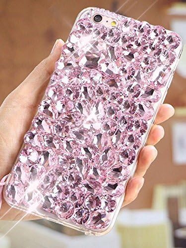 Case for Galaxy A80,3D Handmade Luxury Bling Sparkle Crystal Rhinestone Full Diamond Clear Gemstone Glitter Case for Samsung Galaxy A80(Pink)