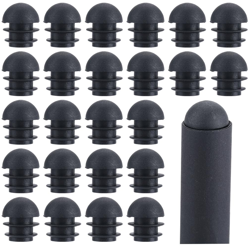 GORGECRAFT 60 Pieces 5/8" Round Black Plastic End Caps Chair Leg Feet Plugs Pipe Tubing Post Inserts with Round Head for Metal Table Legs Furniture Sliders Floor Protectors Fences Glide Patio Surface