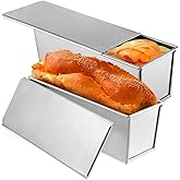 2 Pack Pullman Loaf Pan with Lid, 13x4 Inch Large Capacity Bread Loaf Pan with Cover, Non-Stick Bakeware for Baking and Toasting