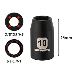 MIXPOWER 6PCS 3/8"Drive 10mm Deep&Shallow Socket, 6