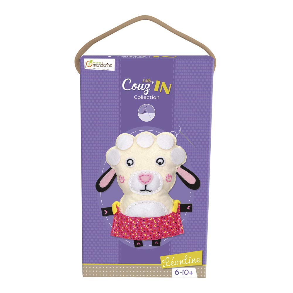 Avenue Mandarine - Ref 52653O - Little Couz'in Sewing Introductory Activity Box - Leontine the Sheep - Includes Felt, Thread, Wadding, Full Instructions Supplied, Suitable for Ages 6+