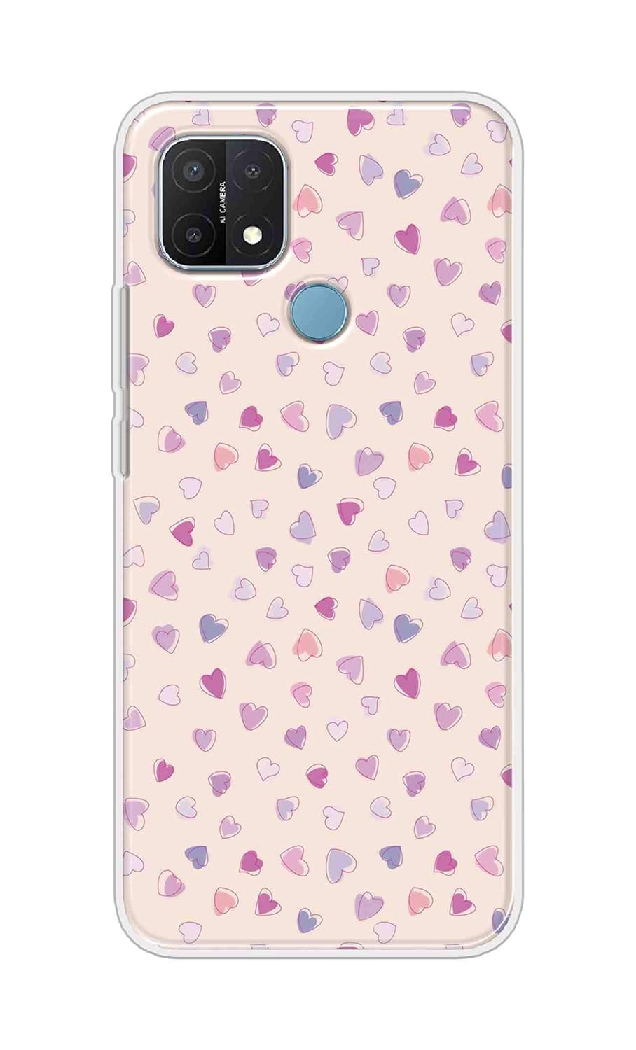 SHAIVYA Mobile Back Cover for Oppo A15 (Hearts Design Printed Soft Back