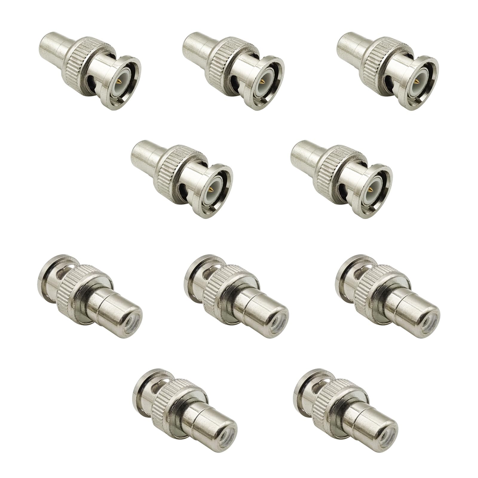 iYueMps BNC to RCA Adapter BNC Male to RCA Phono Female Plug for CCTV Camera System (10 Pcs)