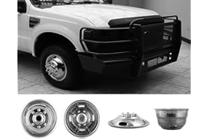 Deebior 4pcs 17" Polished Stainless Steel Dually Wheel Simulators, Nice looking and Durable Bolt On Wheel Cover, 8 Lug 4 Hand Hole Hubcaps Fit for 2005-2021 Ford F350 with Installation Tool Kit 17A8