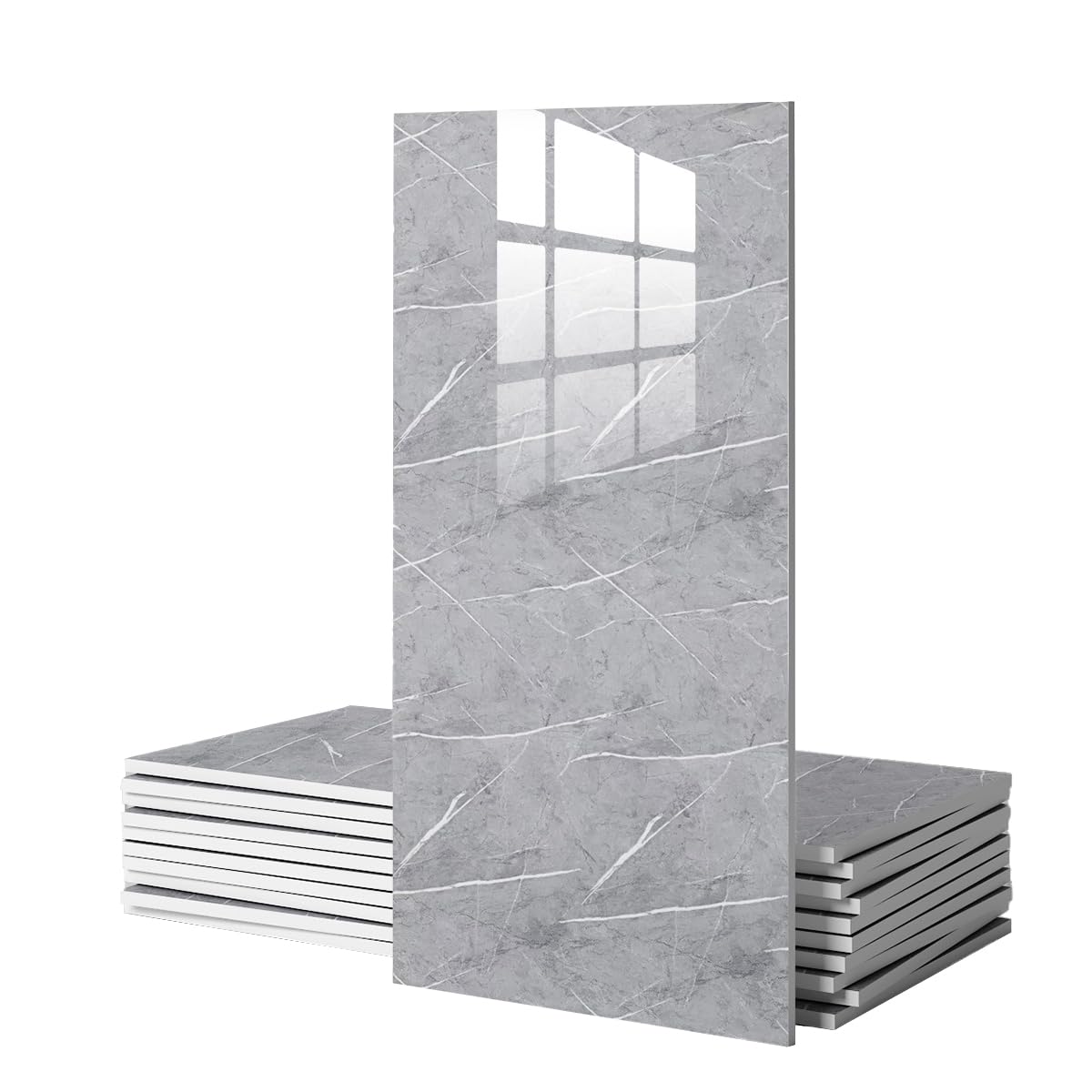 Photo 1 of 10 PCS Peel and Stick Backsplash,Self Adhesive Marble Wall Tile,PVC Wall Panels,3D Tiles for Bedroom,Bathroom,Living Room,Lobbies 23.6"x11.8"