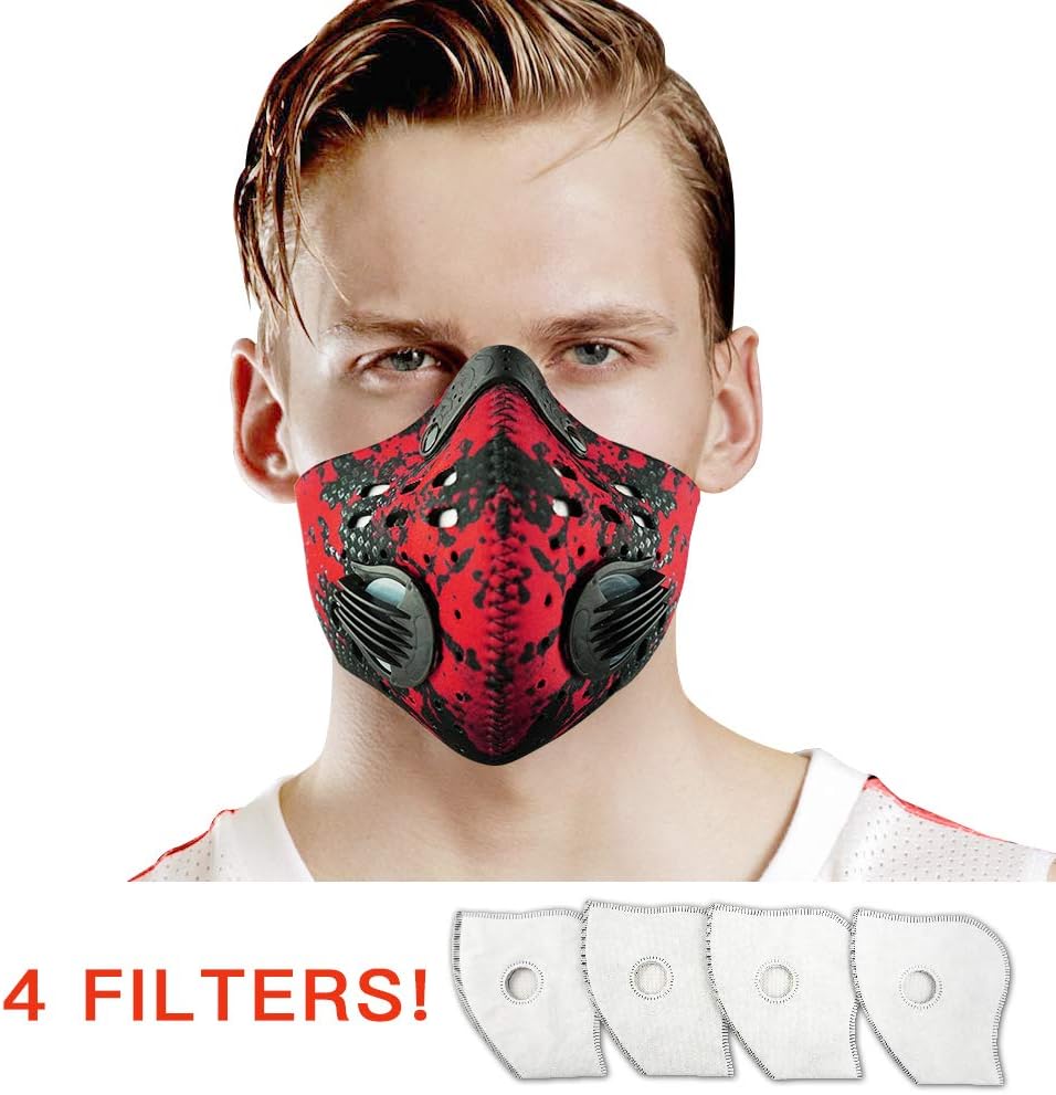 UTRIPSUNEW Safety Mask Washable and Reusable Cycling Mask With 4 Activated Carbon N99 Filters for Pollen Woodworking Mowing Running and Outdoor Activities Air Face Mask