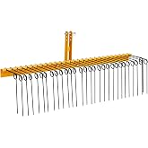 Garvee 72 Inch 3 Point Landscape Rake, Steel Tow-Behind Grass Rake | with 32 Spring Tines, for Category 1 Tractor, Straw Leaves, Garden Yard Lawn Care, Yellow