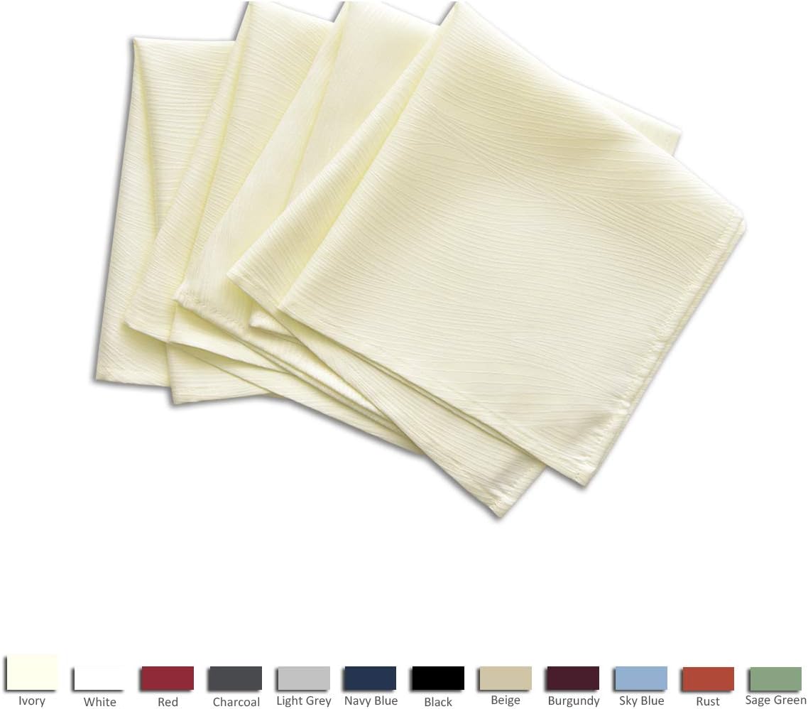 maxmill Jacquard Cloth Napkin 20 x 20 Inch Swirl Pattern Solid Washable Polyester Dinner Napkins Set of 4 with Hemmed Edges Great for Family Holiday Dinners Weddings Parties and Banquets Ivory: Home & Kitchen