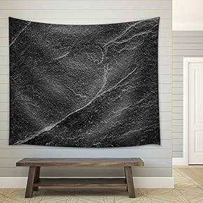 Dark Grey Black Slate Background or Abstract Natural Stone Texture - Fabric Wall Tapestry Home Decor - 51x60 inches