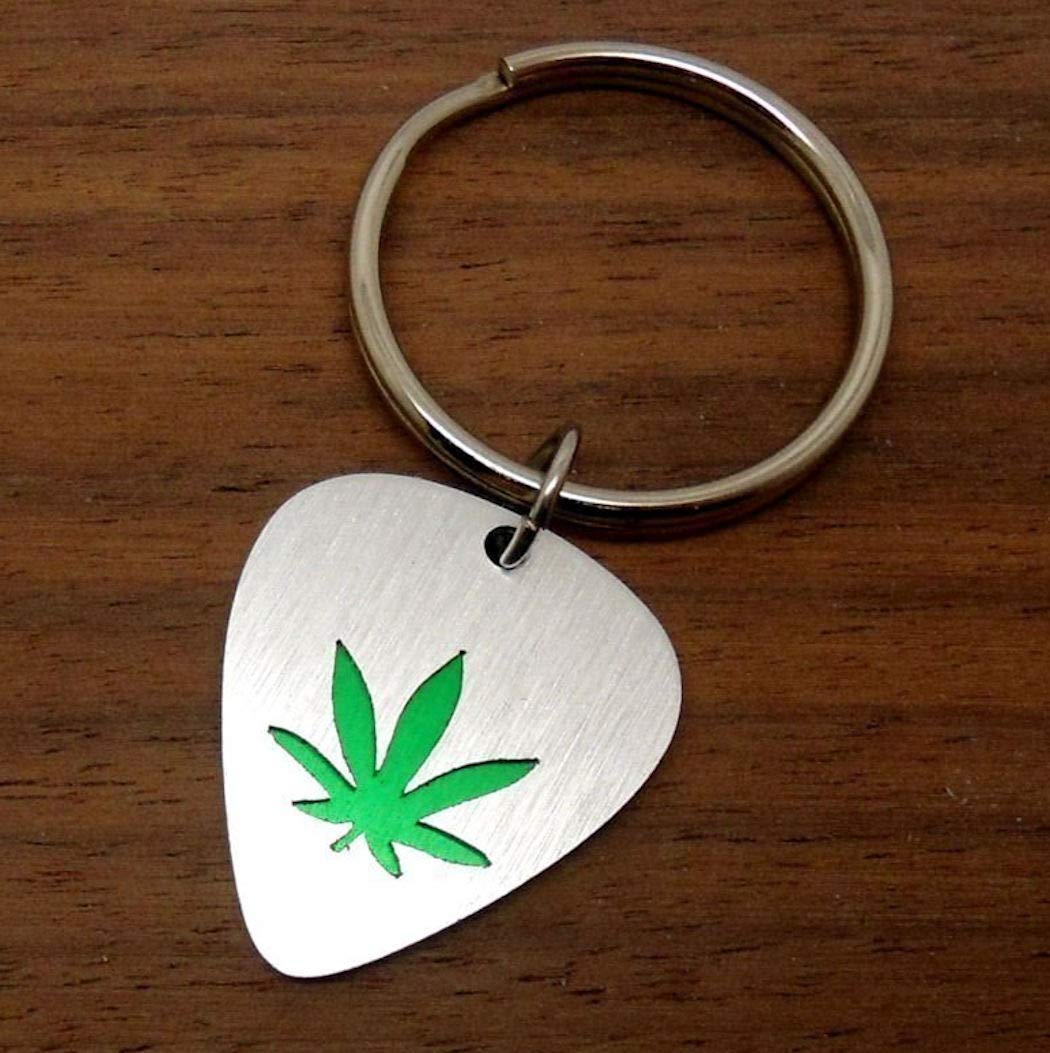 Amazon Com Marijuana Leaf Key Ring Made From Guitar Picks Choose Your Color Handmade