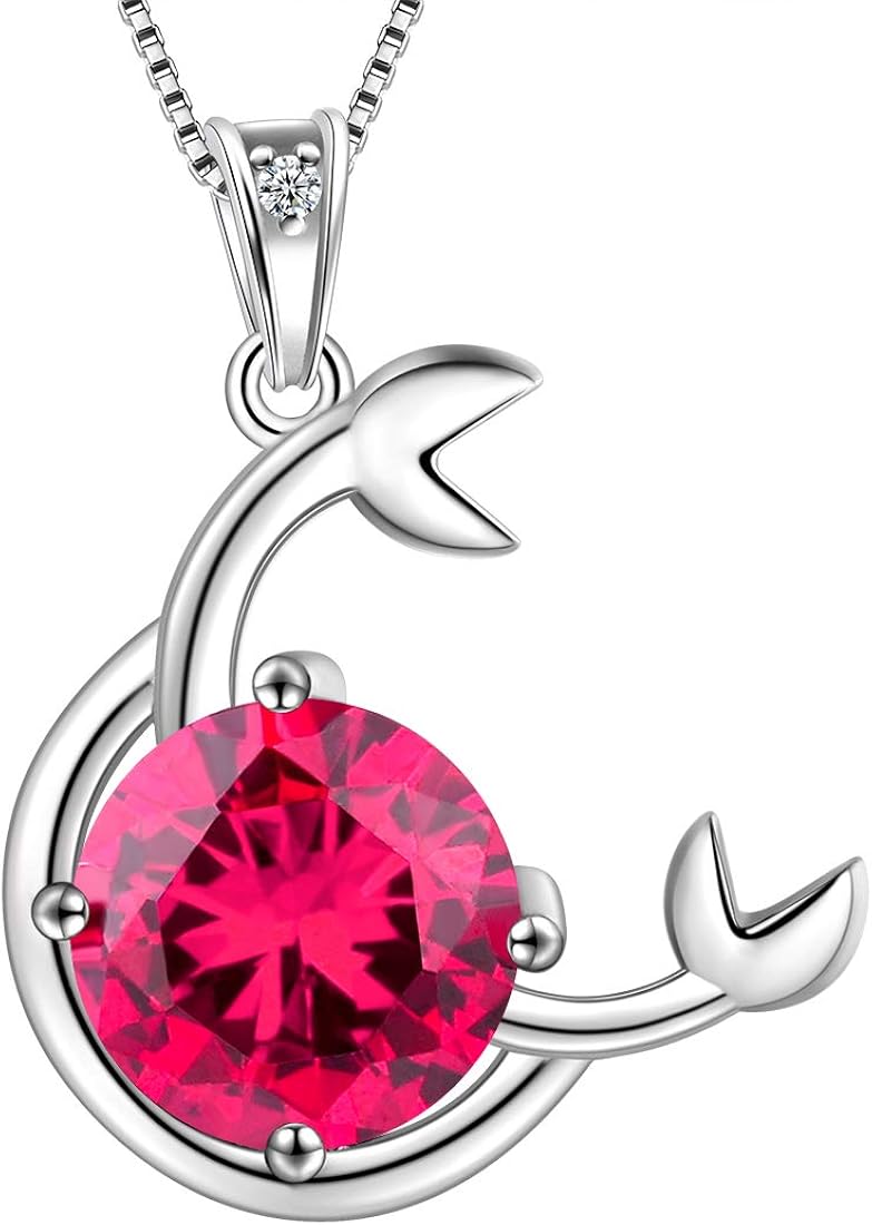 Aurora Tears Cancer Necklace 925 Sterling Sliver 12 Zodiac Pendant Constellation July Birthstone Necklace CZ Horoscope Jewellery Gift for Women and Girls DP0134X