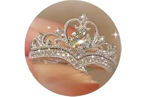 Roe Dolph Promise Rings for Couples Cubic Zirconia Ring Rhinestone Heart Engagement Ring for Wedding Crown Ring for Women Girls