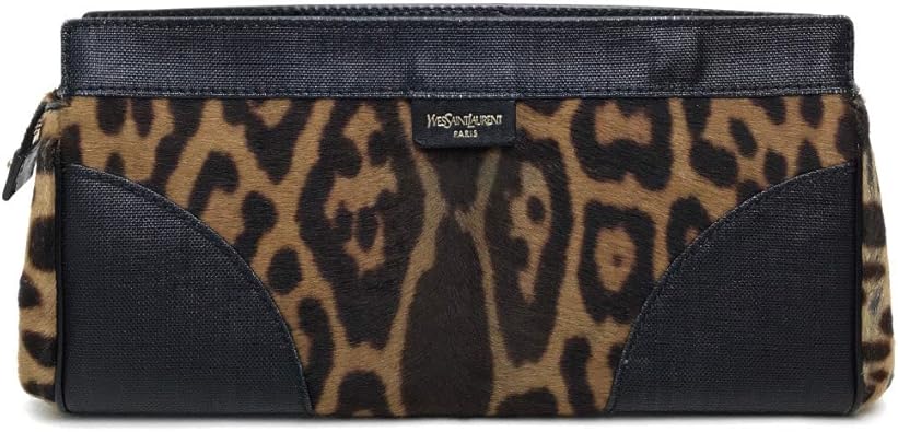 Amazon イヴ サンローラン Yves Saint Laurent レオパード 豹柄 メンズ レディース ポーチ セカンドバッグ クラッチバッグ ハラコ ユニセックス 中古 Yves Saint Laurent イヴサンローラン クラッチバッグ