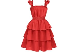 Arshiner Girls Dresses Ruffle Flutter Sleeve Summer Floral Tiered Casual Party Dress for 6-14 Y