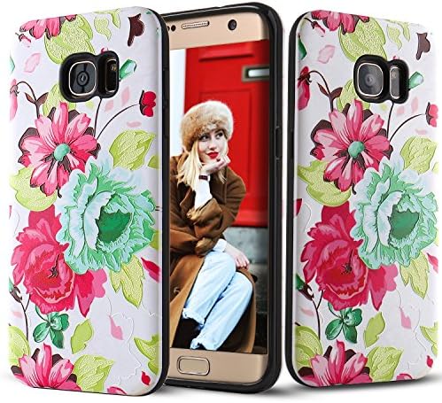 Galaxy S7 Edge Case,Casetely Slim Two-Piece Protective 3D Painted with Tactile impression Case Cover for Samsung Galaxy S7 Edge - Flowers