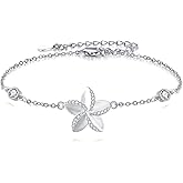 JBAERD Plumeria Bracelet Sterling Silver Plumeria Bracelet Jewelry Gifts for Women