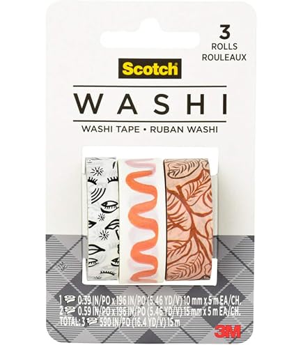 Scotch Washi Tape Pack 5 Rotoli | Design Tramonto | Nastro Adesivo Decorativo Per Crafting E Diari