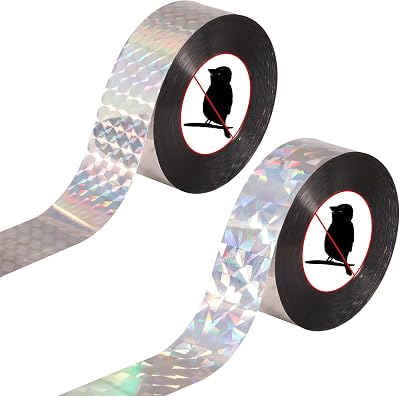 Partideal 2 Packs Bird Scare Tape 328ft Reflective Double Sided Deterrent 2.4cm