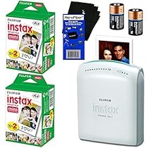 Fujifilm Instax Share SP-1 Smartphone Printer + Fujifilm Instax Mini Instant Film (40 sheets) + 2 CR2 Lithium Replacement Batteries + HeroFiber Ultra Gentle Cleaning Cloth