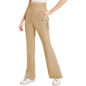 DOKOTOO KIDS Girls Uniform Pants School Dress Flare Slacks Size 6-15 Years | High Waist Bell Bottoms, Two Pockets Bootcut Leg