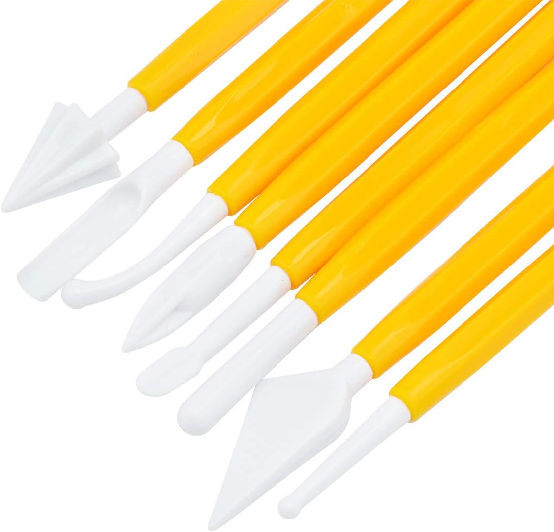 Cozyswan Cake Decration Tool Set Fondant Cake Cutter Sugarcraft Icing Decorating Flower Modelling Tools, White&yellow, 11pcs - Image 5