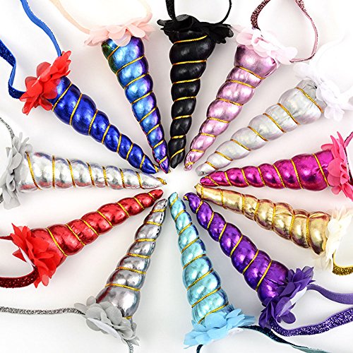 Aiernuo Shiny Unicorn Horn Glitter Elastic Headband Spiral Unicorn Horn Cosplay Decor - Image 5