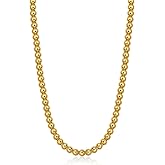AMITER Stainless Steel Bead Necklace, 3mm/ 4mm/ 5mm/ 6mm/ 8mm Ball Beaded Chain Necklaces for Women & Men