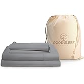 Good Sleep Bedding Twin XL Sheet Set - 100% Egyptian Cotton XL Twin Sheet Set, 4 Pc, Extra Long Twin Sheets for Dorm, Hotel Sheets, 16" Deep Pocket Extra Long - Light Grey Sheets