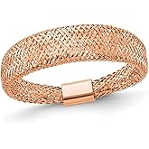Gem And Harmony 14K Rose Pink Gold Plated Mesh Stretch Ring