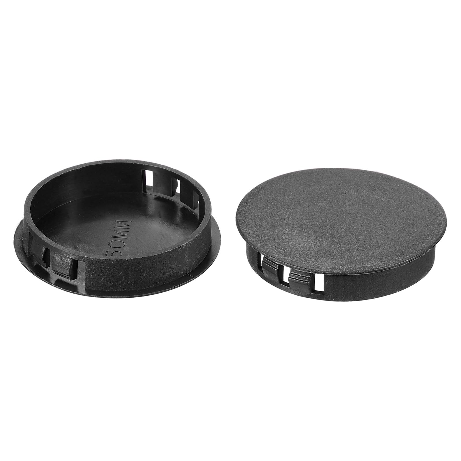 PATIKIL 2"/50mm Plastic Hole Plugs, 20Pcs Flush Type Round Hole Plugs Cover Snap in Locking Hole Tube for Table Kitchen Cabinet Furniture, Black