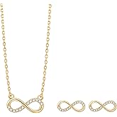 COBI Jewelry Set for Women, 18K Gold & Rhodium Plated CZ Necklace & Earrings, Clover Halo Infinity Solitaire Feather Designs, Dainty Crystal Pendant Sets, Trendy Fashion Gifts for Her