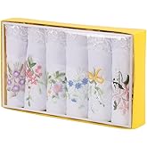 Boxed Ladies Handkerchiefs, Embroidery Women Cotton Handkerchiefs Lace Hankies 100% soft Cotton Handkerchief