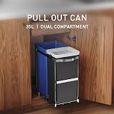 simplehuman CW1016 35L Pull-Out Recycling Kitchen Bin with Steel Frame view 2