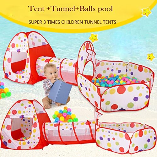 3 in 1 Children castle tents house game house baby creeping tunnel toy house indoor ocean ball pool-Easy Folding Indoor &amp; Outdoor Playhouse Set Perfect for Age: 0-6 years old