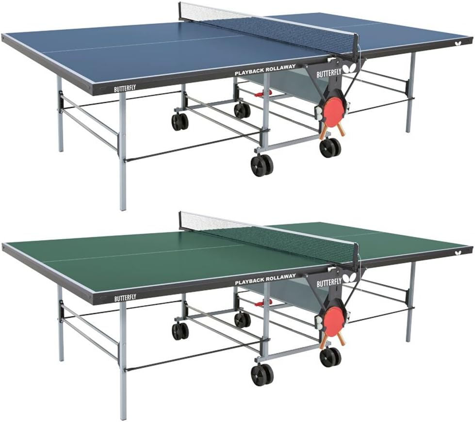 Butterfly Playback 19 Table Tennis Table - 3/4" Ping Pong Table Top - Folding Ping Pong Table with Wheels - Ping Pong Paddle and Balls Holder - Free Ping Pong Net