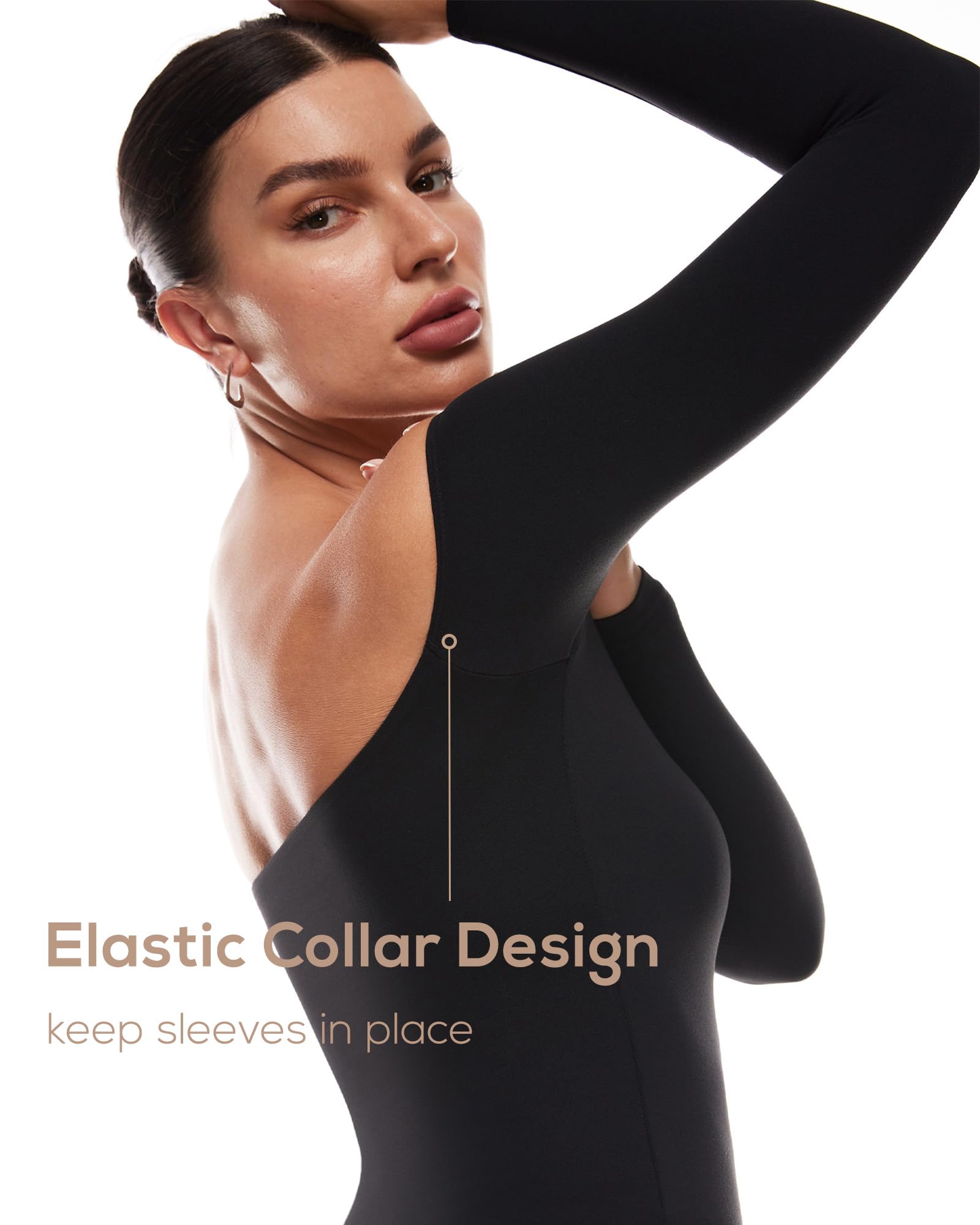 INLYRIC Women's Natrelax Off The Shoulder Bodysuit Long Sleeve Thong Sexy Bodycon Slim Fit Tops Leotard Black Small