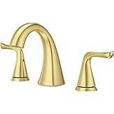 Pfister Willa Bathroom Sink Faucet, 8-Inch Widespread, 2-Handle, 3-Hole, NSF Certified, Brushed Gold Finish, LF049MALBG