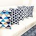 Slow Cow Canvas Embroidery Decorative Throw Pillow Cover Navy Blue Cushion Cover for Living Room 18 x18 Inches