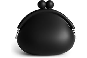 JALOPINK Coin Purse for Women – Silicone Small Coin Pouch with Kiss Lock for Coins, Keys, Lipstick, and Earphones – Mini Cute Change Purse, Coin Purse & Pouch for Daily Life, Cars, Travel, Party (Black)