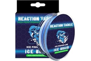 Reaction Tackle Ice Fishing Braided Fishing Line, Tip-Up Line, 8 Strands, Zero Memory Super Stong Pro Grade Power Ice Braided Line 150 Yard Spools
