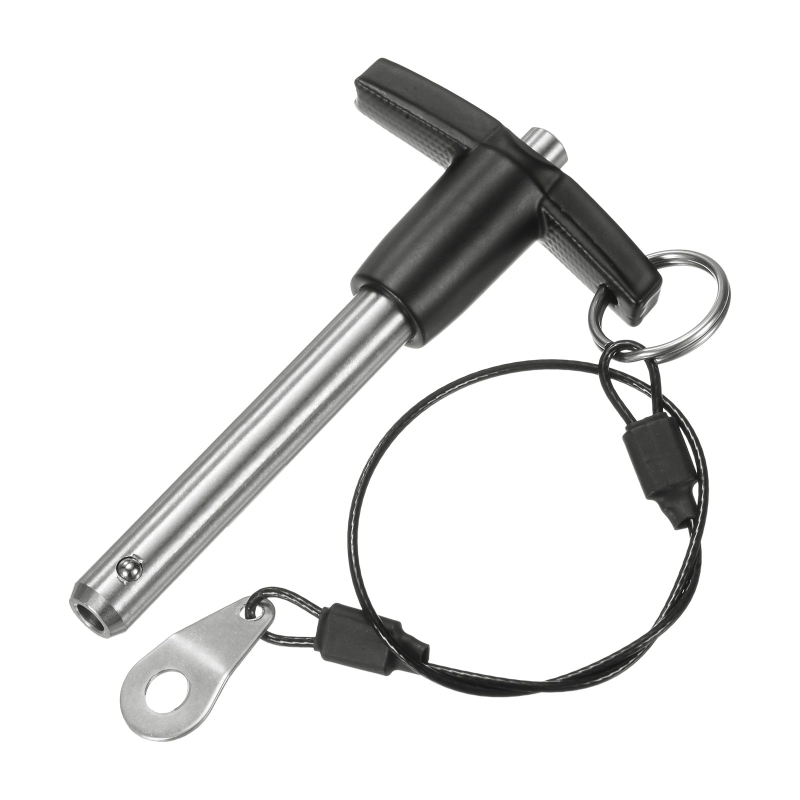 M METERXITY T Handle Lock Pin, 3/8" [9.5mm] Dia., 1-31/32 [50mm] Usage Length Push-Button Quick Release Locking Pins W Lanyard Cable for Speaker/Aviation/Gym/Machine [304 Stainless Steel]
