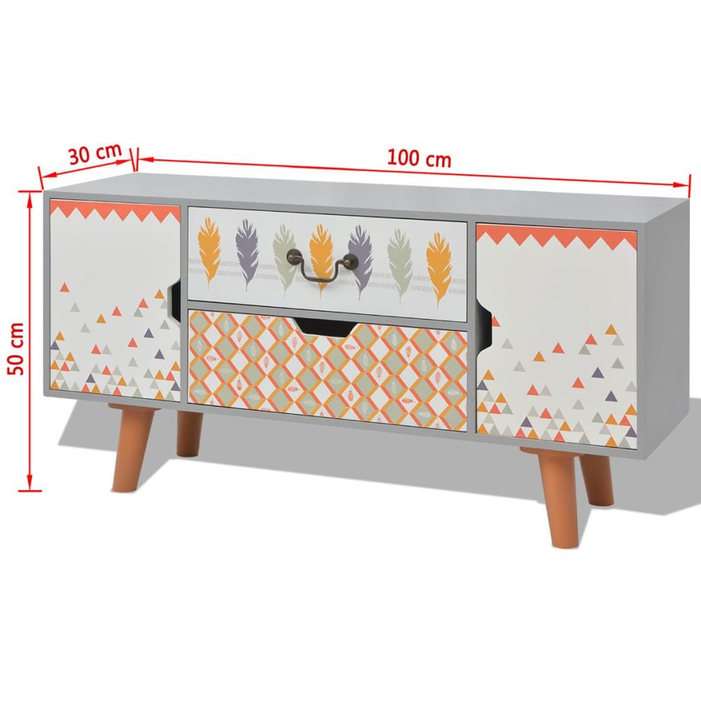 SENLUOWx Aparador Gris Mesa Baja De MDF Con 2 Cajones Y 2
